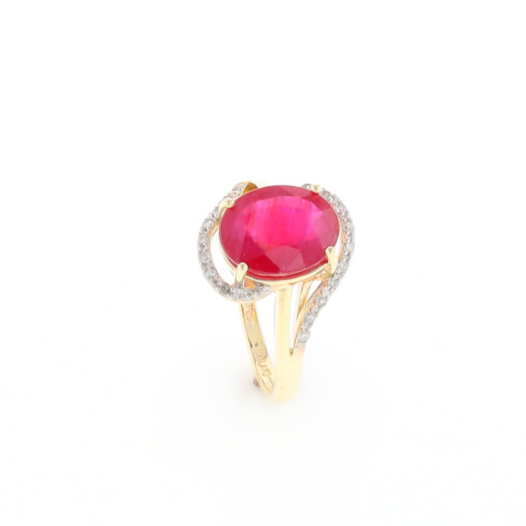 Ruby Bypass Ring with Diamond Accents