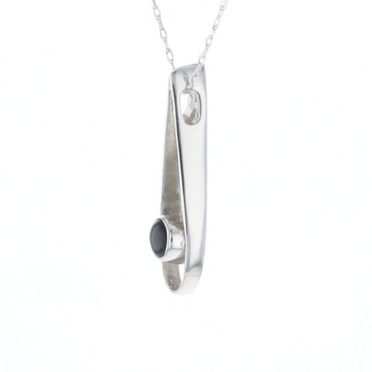 Open Teardrop Round Onyx Inlaid Pendant
