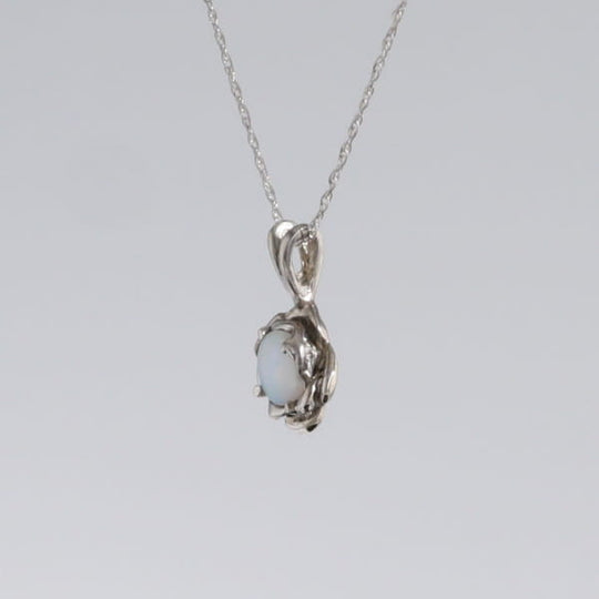 White Opal Flower Pendant