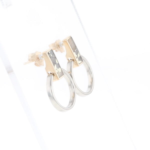 Gold Quartz Rectangle Inlaid Knocker Earrings - G2