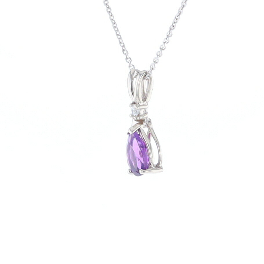 Amethyst Pear Ribbon Necklace