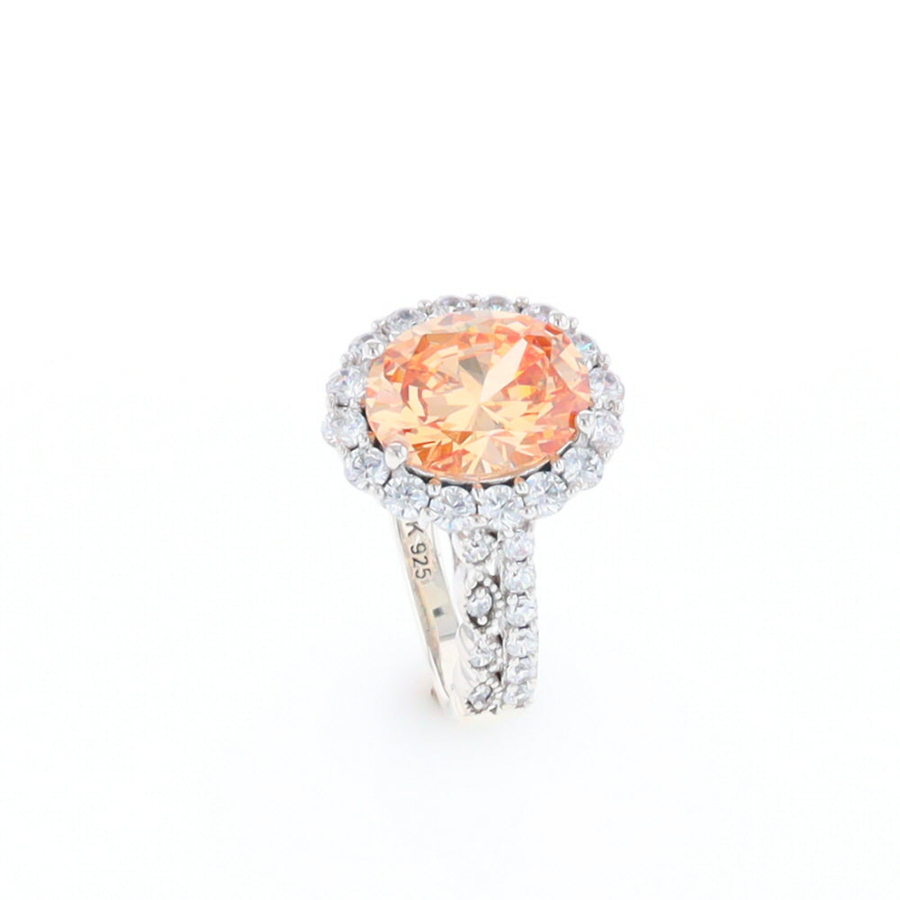 Peach Imitation Topaz Halo Ring