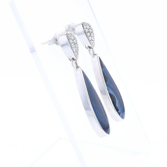 Natural Pietersite Inlaid Teardrop 0.22ctw Diamond Earrings