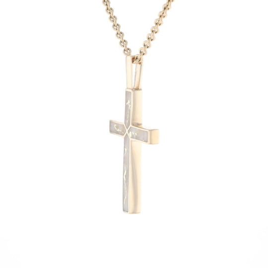 Gold Quartz Pendant 4 Section Inlaid Cross Pendant
