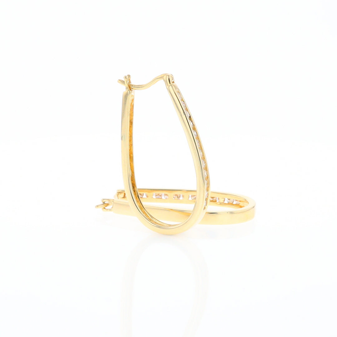 U-Shaped Channel Set Diamond Hoop Earrings