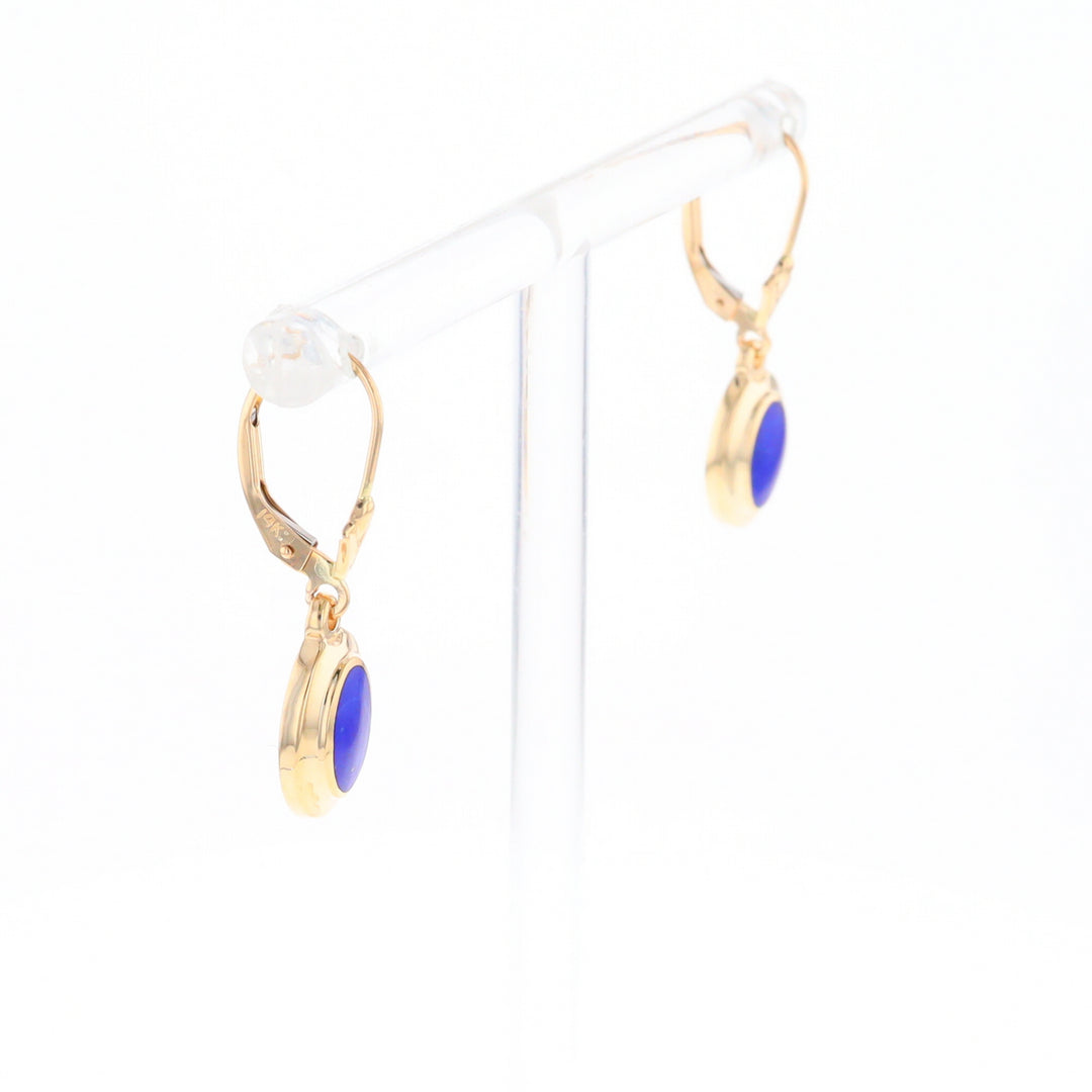 Oval Lapis Inlaid Earrings