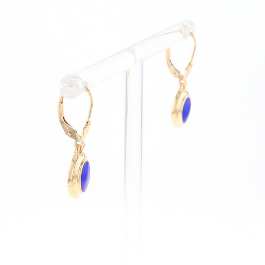 Oval Lapis Inlaid Earrings