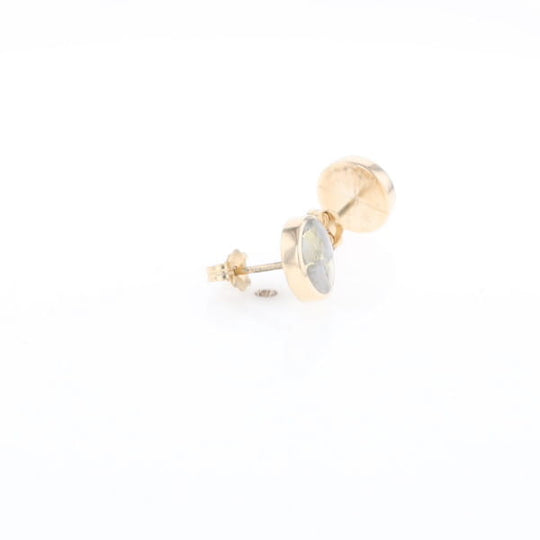 Gold Quartz Earrings 9mm Round Inlaid Studs - G2