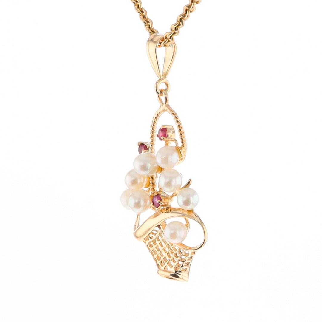 Pearl and Ruby Basket Pendant