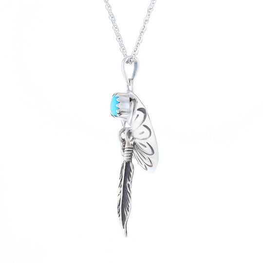 Turquoise Dream Catcher Feather Pendant