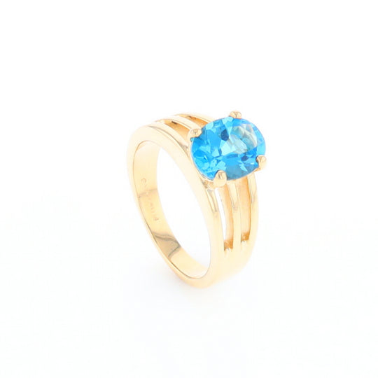 Split Shank Oval Blue Topaz Ring