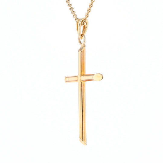 Beveled Edge Tube Cross Pendant