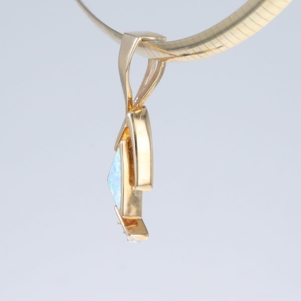 Opal Pendant Triangle Inlaid Design with .07ctw Round Diamonds