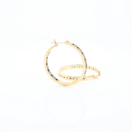 Sapphire & Diamond Hoop Earrings