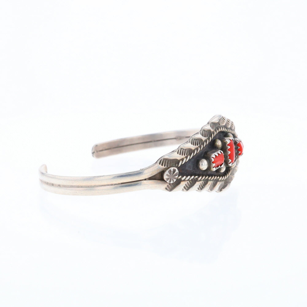 Sterling Silver Coral Cuff Bracelet