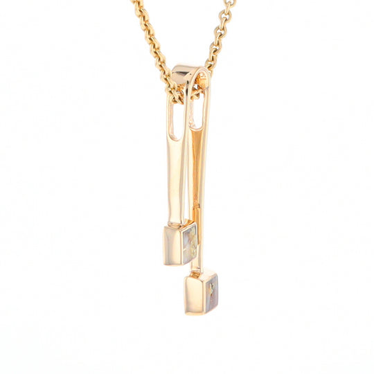 Gold Quartz 2 Square Curved Bar Pendant