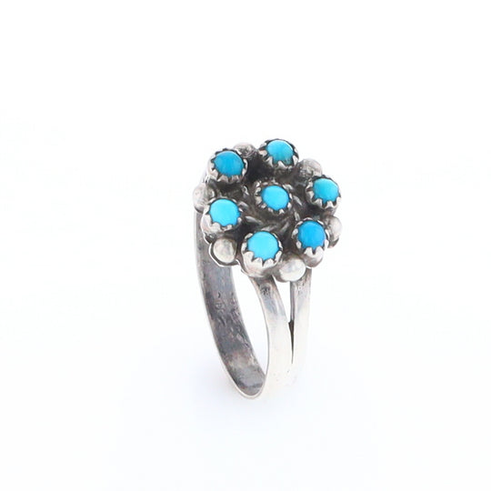 Round Turquoise Cluster Ring