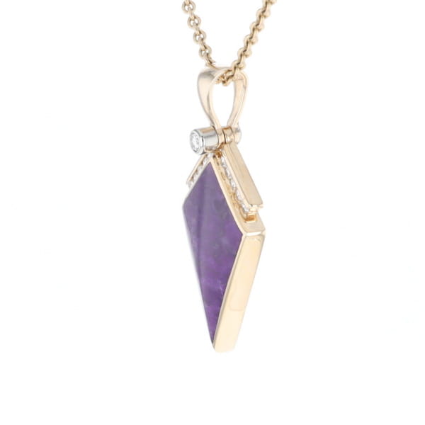 Sugilite Kite Shape Inlaid Pendant with 0.19ctw Diamonds