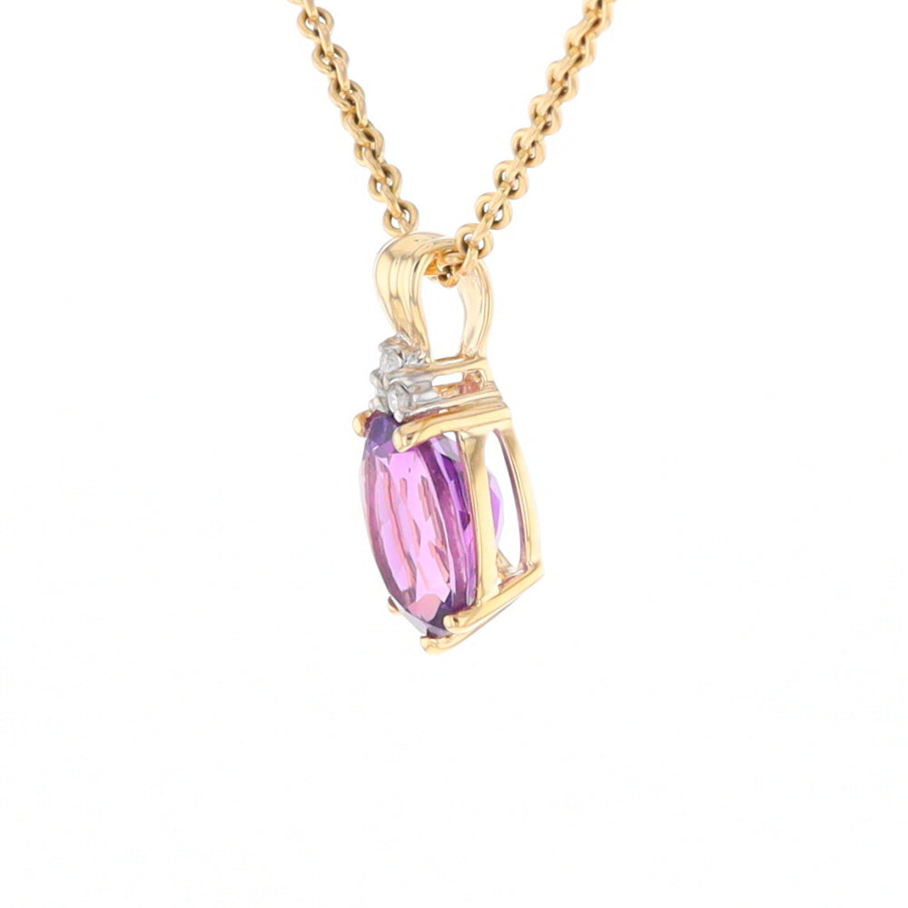 Oval Amethyst Diamond Pendant