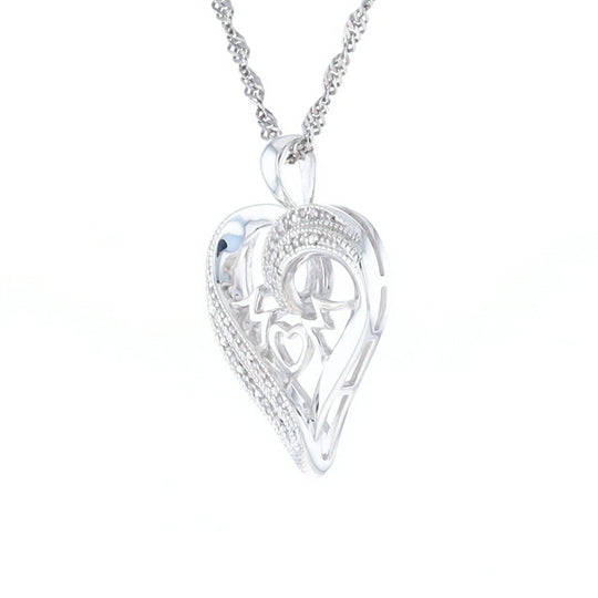 "MOM" Diamond Heart Pendant