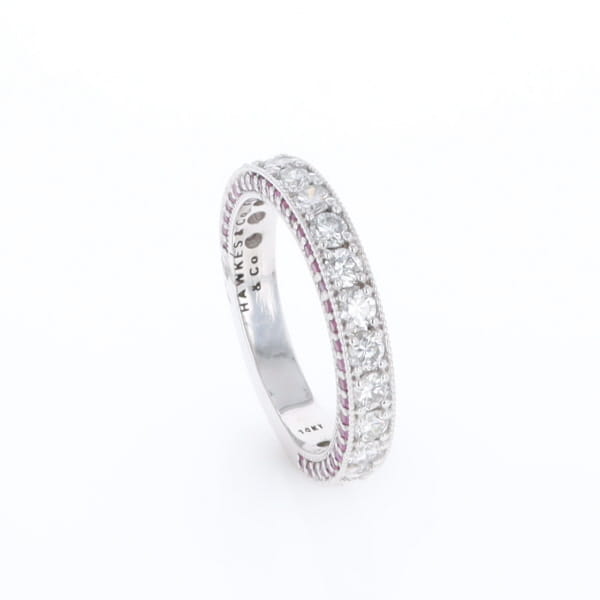 Diamond and Pink Sapphire Wedding Band