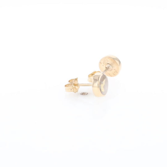 Gold Quartz Earrings Round Inlaid Studs