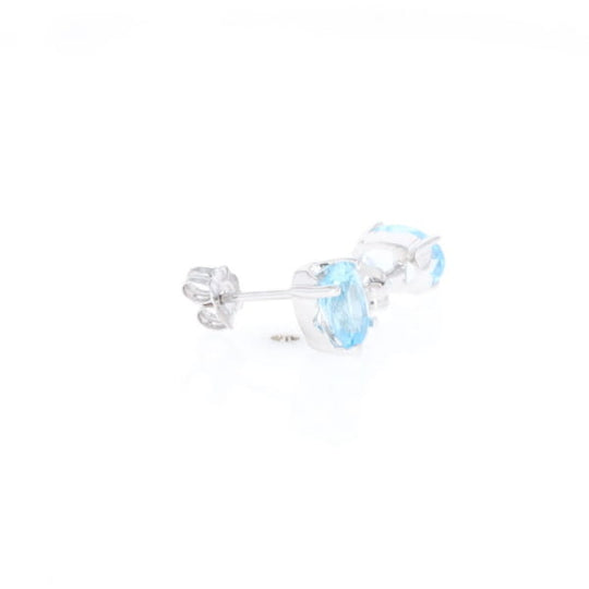 Oval Blue Topaz Stud Earrings