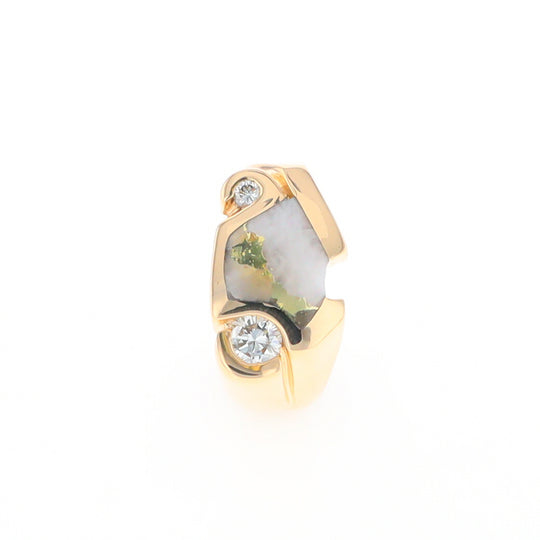 Gold Quartz Ring Geometric Shape Inlaid with 0.30ctw Round Diamonds