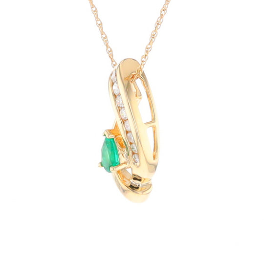 Pear Shaped Emerald Ribbon Pendant