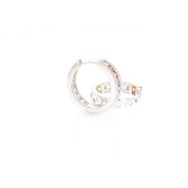 Multi-color Sapphire Hoop Earrings with Diamond Accents