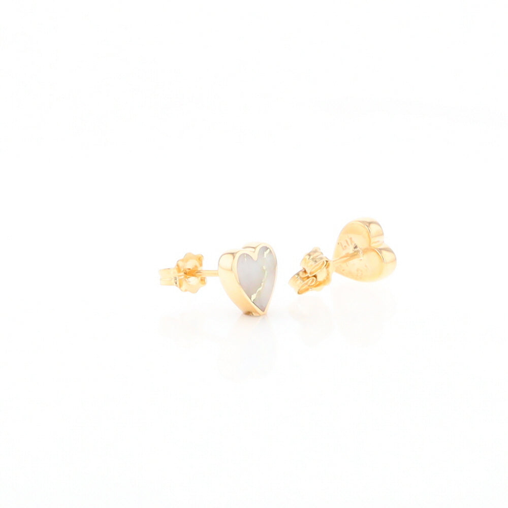 Gold Quartz Heart Stud Earrings - G2