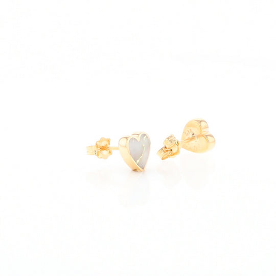 Gold Quartz Heart Stud Earrings - G2