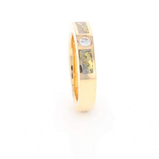 Gold Quartz Ring Double Sided Inlaid Design with .10ct Round Diamond G2
