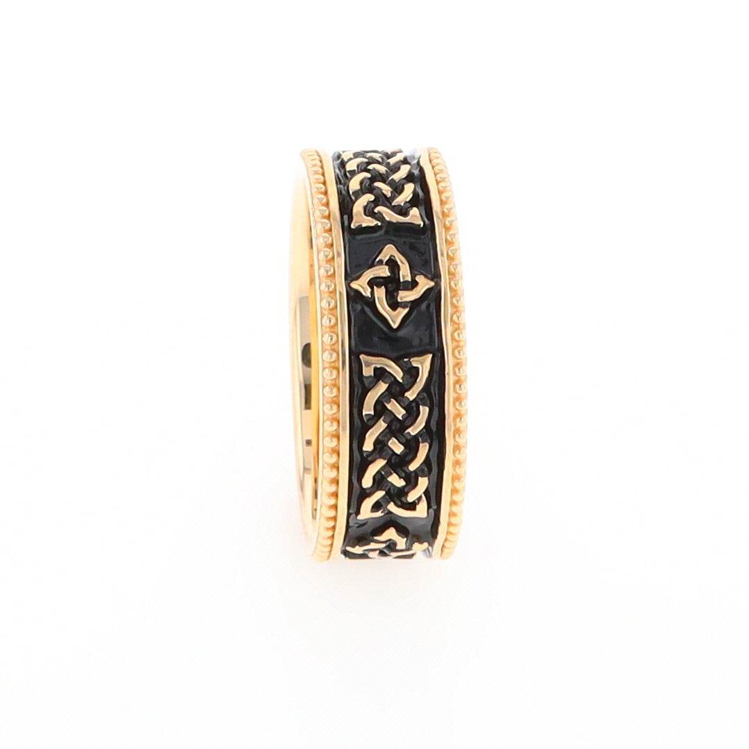 Celtic Knot Black and Gold Wedding Band