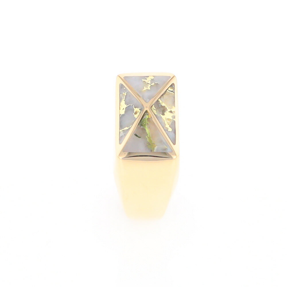 Four Section Gold Quartz Inlaid Men's Ring G2