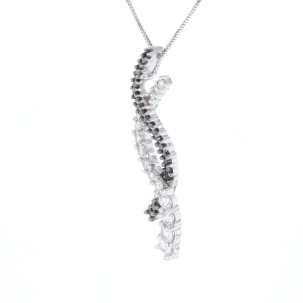 Ribbon Necklace With Black and White Diamonds