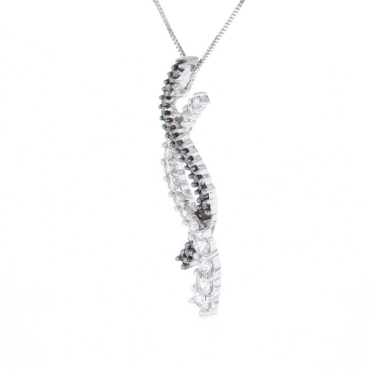 Ribbon Necklace With Black and White Diamonds