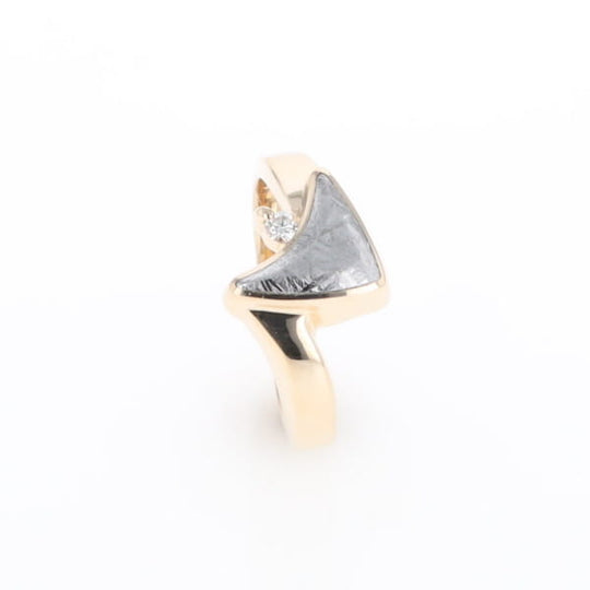 Meteorite Ring Boat Sail Inlaid Design with .04ctw Round Diamond