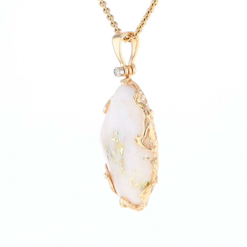 Gold Quartz Freeform Pendant