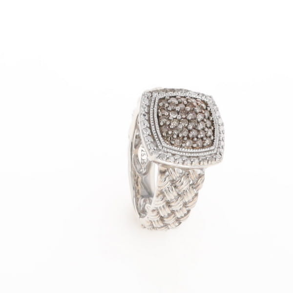 Champaign Diamond Square Braided Cluster Band