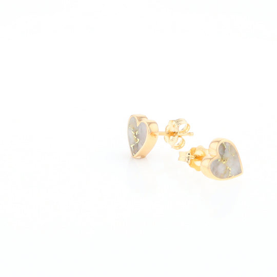 Gold Quartz Heart Stud Earrings - G2