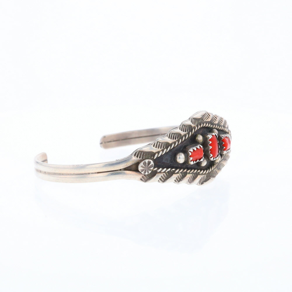 Sterling Silver Coral Cuff Bracelet