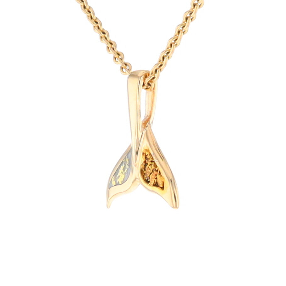 Whale Tail Necklaces Natural Gold Quartz and Nuggets Inlaid Pendant