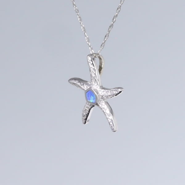 Opal Pendant Inlaid Realistic Star Fish Design