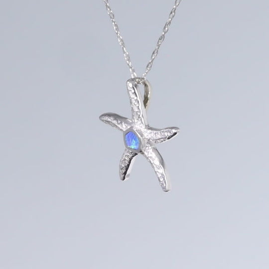 Opal Pendant Inlaid Realistic Star Fish Design