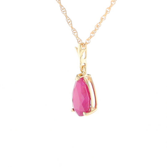 Pear Ruby Solitaire Necklace