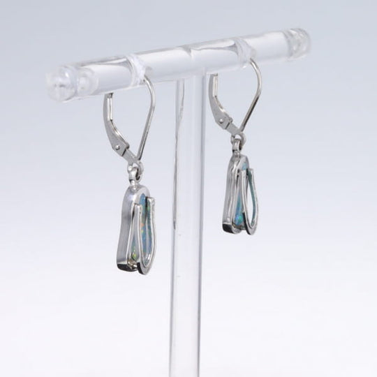 Opal Earrings Sandal Inlaid Design Lever Backs