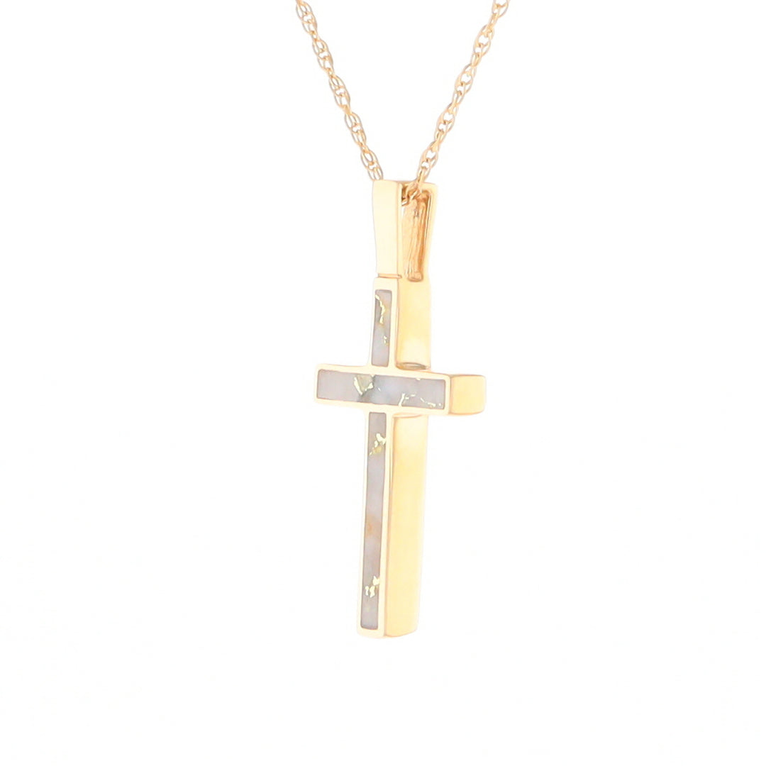 Three Section Gold Quartz Cross - G2