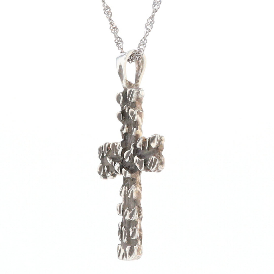 Sterling Silver Nugget Pattered Cross Pendant