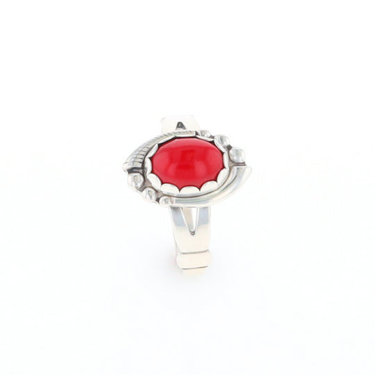 Native American Oval Coral Ring